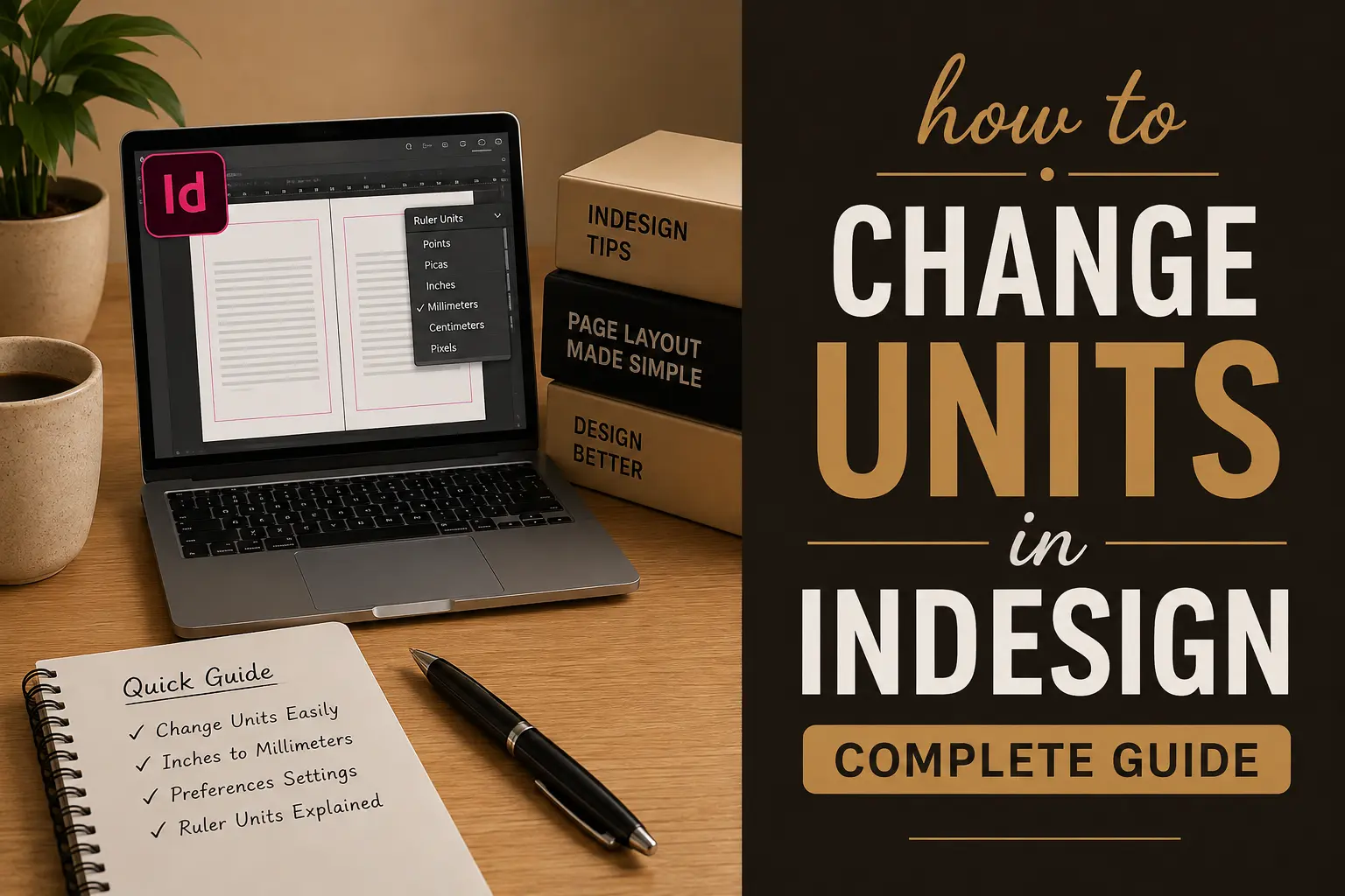 How to change units in InDesign using the ruler and Units & Increments settings.